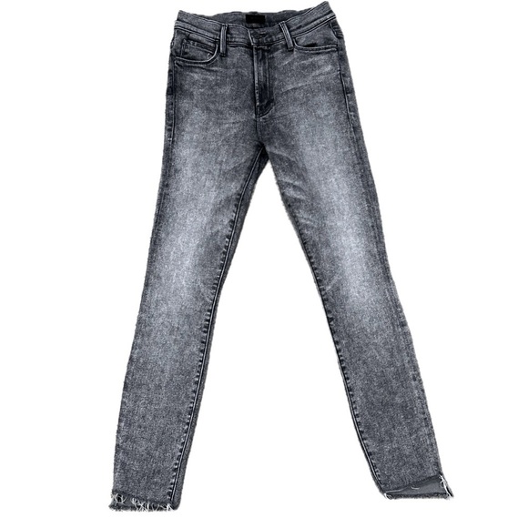 ππ MOTHER The Stunner Zip Ankle Step Fray Jeans | Train Stops Gray Womenβs Sz 25 - Picture 1 of 9